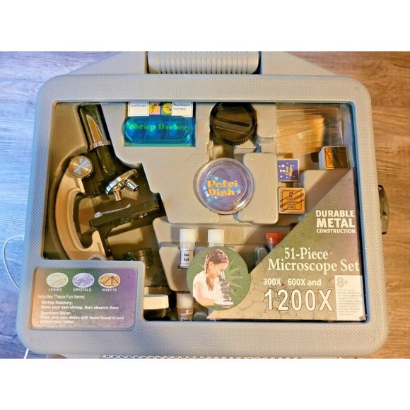 Microscope Set 300X 600X 1200X Science AmScope 25 Prepared Slides Case - Picture 7 of 12